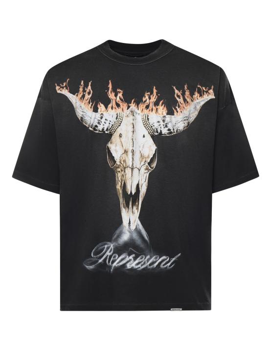 26SS 리프레젠트 반팔 티셔츠 MLM100592 04 STAINED BLACK