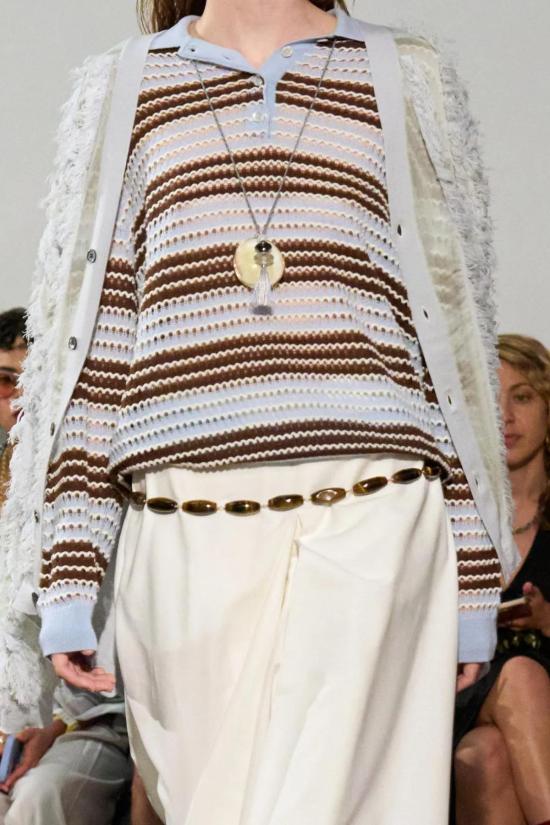  잔코브 스웨터 Zankov Pointelle 스트라이프 폴로  베이비 블루 - ZANKOV