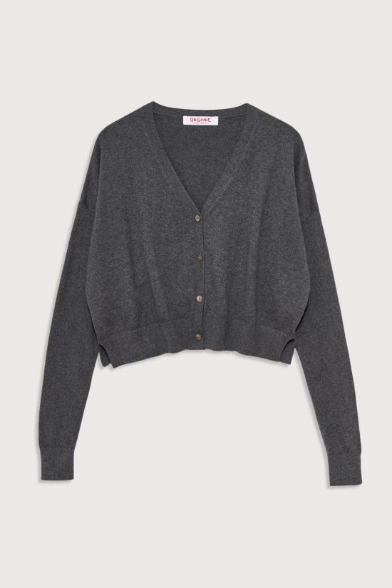  오가닉 바이 존 패트릭 가디건 코튼/캐시미어 크롭  차콜 색상