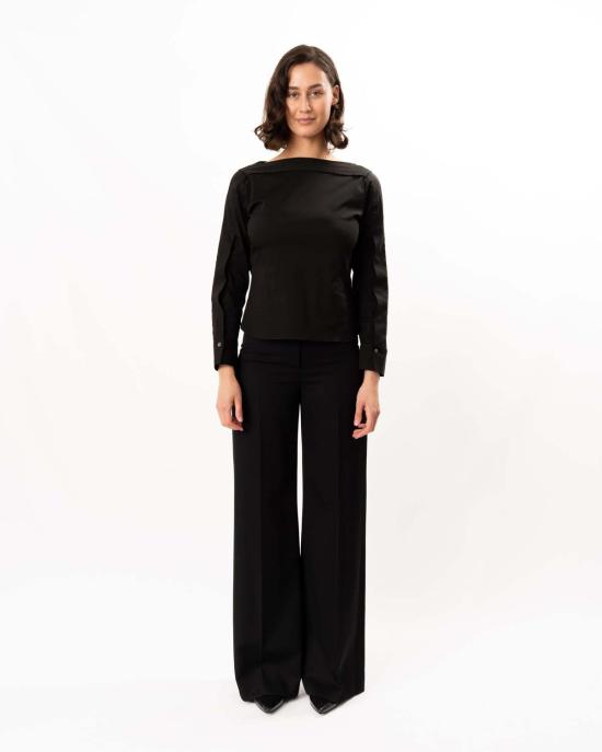  띠어리 블라우스 Theory 오픈 슬리브 보트넥 탑 블랙 - THEORY