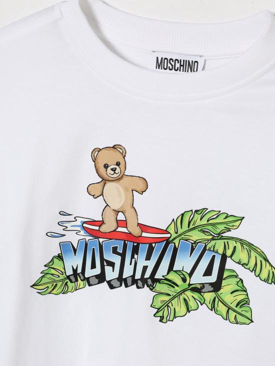 26SS [키즈] 모스키노 티셔츠 HUM05KLAA23 10101 White - MOSCHINO