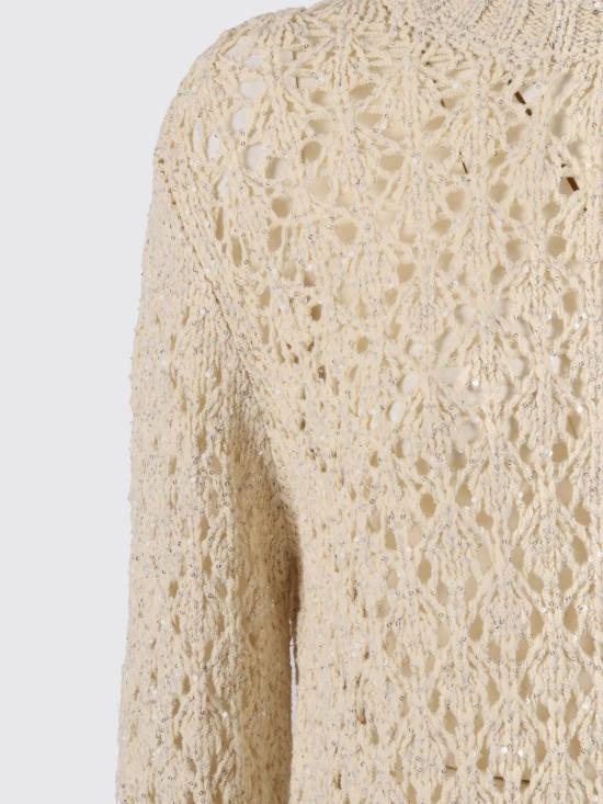 26SS 파비아나 필리피 시퀸 코튼 리본 스웨터 MAD276F101M102 VR1 White - FABIANA FILIPPI