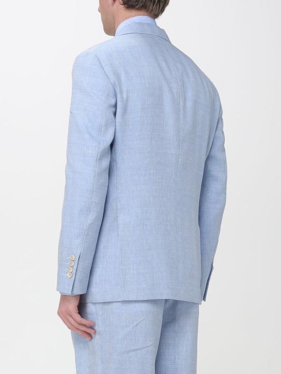 26SS 브루넬로 쿠치넬리 리넨 버진 울 블렌디드 셰브런 디컨스트럭티드 블레이저 MZ4087BTD C024 Gnawed Blue - BRUNELLO CUCINELLI