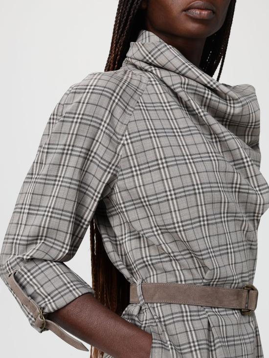 26SS 버버리 스카프 칼라 체크 울 드레스 8118175 Multicolor - BURBERRY