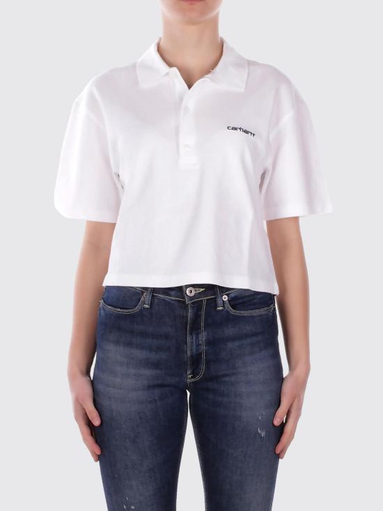 26SS 칼하트 WIP 숏슬리브 칼하트 스크립트 폴로 티셔츠 I034553 00AXX White