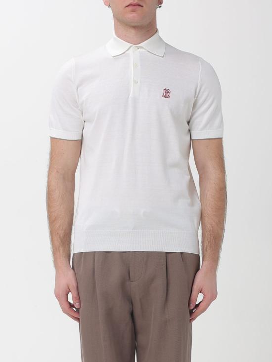 26SS 브루넬로 쿠치넬리 로고 경량 코튼 니트 폴로 셔츠 M29800195 CON63 White