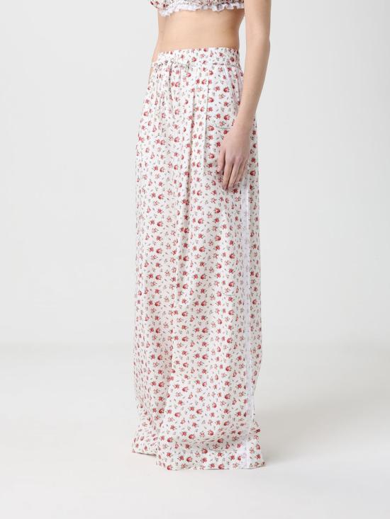 26SS 돌체앤가바나 스몰 레이스 프린트 포플린 트라우저 FTDCOTHS5UB HA5XJ White - DOLCE & GABBANA