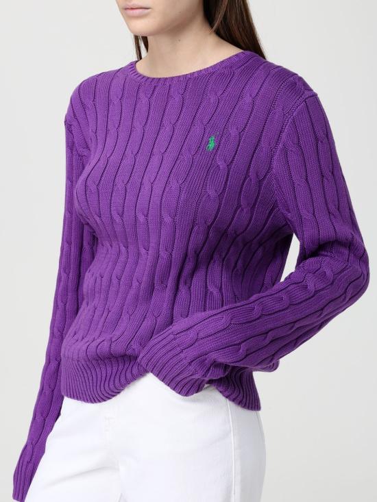 26SS 폴로 랄프로렌 포니 로고 피마코튼 케이블 니트 스웨터 211971869 503 Ruby - POLO RALPH LAUREN