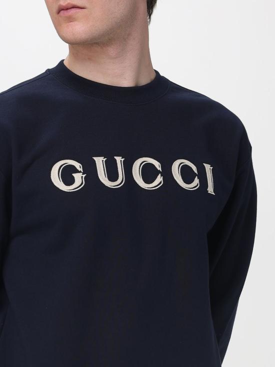 26SS 구찌 자수 코튼 저지 스웨트셔츠 854224XJHNA 4794 Navy - GUCCI