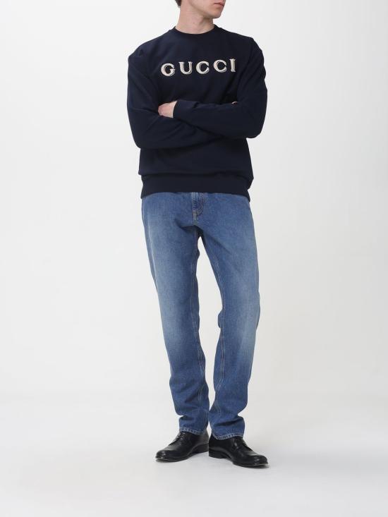 26SS 구찌 자수 코튼 저지 스웨트셔츠 854224XJHNA 4794 Navy - GUCCI