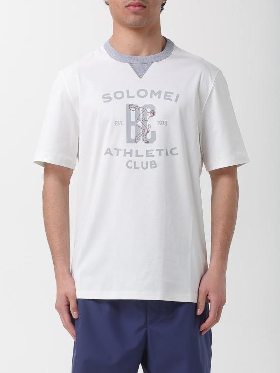 26SS 브루넬로 쿠치넬리 로고 티셔츠 M0B131001G CFR27 White