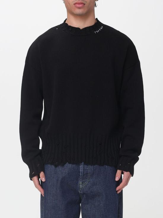 26SS 마르니 로고 코튼 박시핏 니트 GCMG0210A0UFC652 00N99 Black