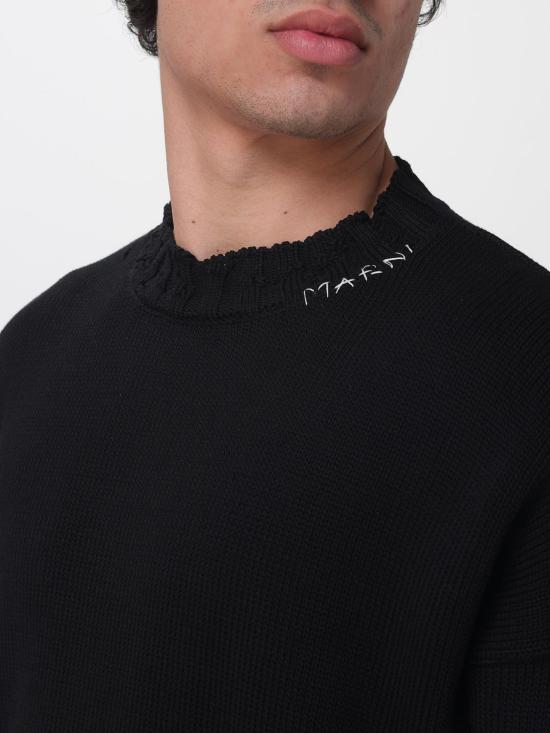 26SS 마르니 로고 코튼 박시핏 니트 GCMG0210A0UFC652 00N99 Black - MARNI
