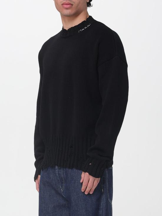 26SS 마르니 로고 코튼 박시핏 니트 GCMG0210A0UFC652 00N99 Black - MARNI