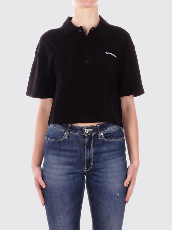 26SS 칼하트 WIP 숏슬리브 칼하트 스크립트 폴로 티셔츠 I034553 0D2XX Black