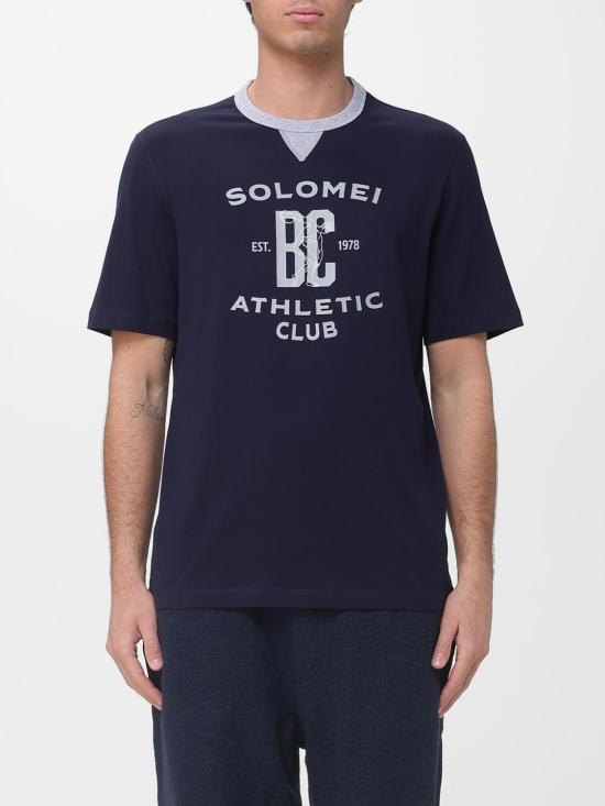 26SS 브루넬로 쿠치넬리 로고 티셔츠 M0B131001G CDT46 Blue