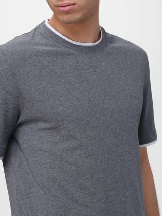 26SS 브루넬로 쿠치넬리 자수 로고 티셔츠 M0B137427 CE610 Mouse Grey - BRUNELLO CUCINELLI