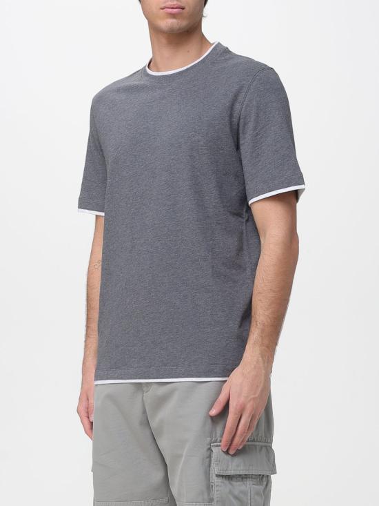 26SS 브루넬로 쿠치넬리 자수 로고 티셔츠 M0B137427 CE610 Mouse Grey - BRUNELLO CUCINELLI