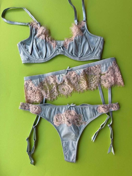  플뢰르 뒤 말 라운지 웨어 Fleur Du Mal Juliet 레이스 가터 벨트 프로스티드 민트 - FLEUR DU MAL