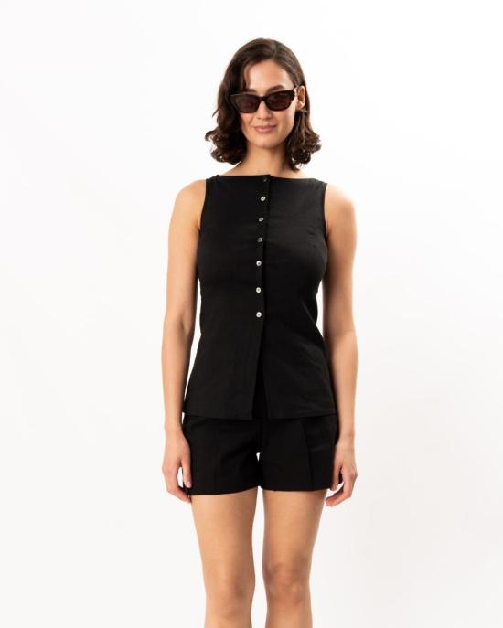  띠어리 블라우스 시어리 보트넥 컷어웨이 탑 블랙