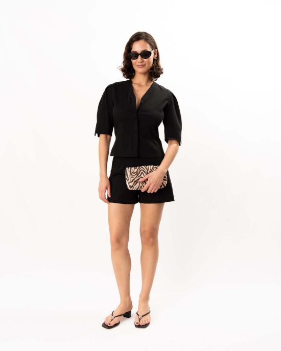  띠어리 숏팬츠 시어리 플루이드 플리츠 쇼츠 블랙 - THEORY