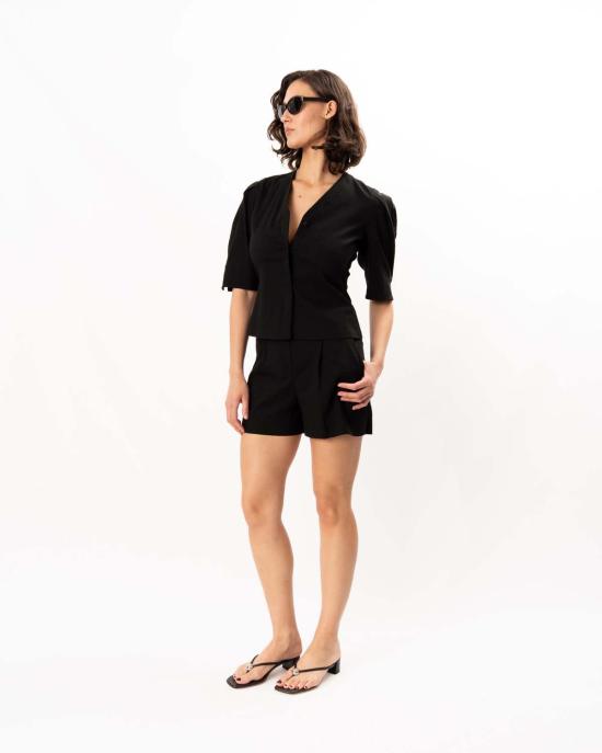  띠어리 숏팬츠 시어리 플루이드 플리츠 쇼츠 블랙 - THEORY