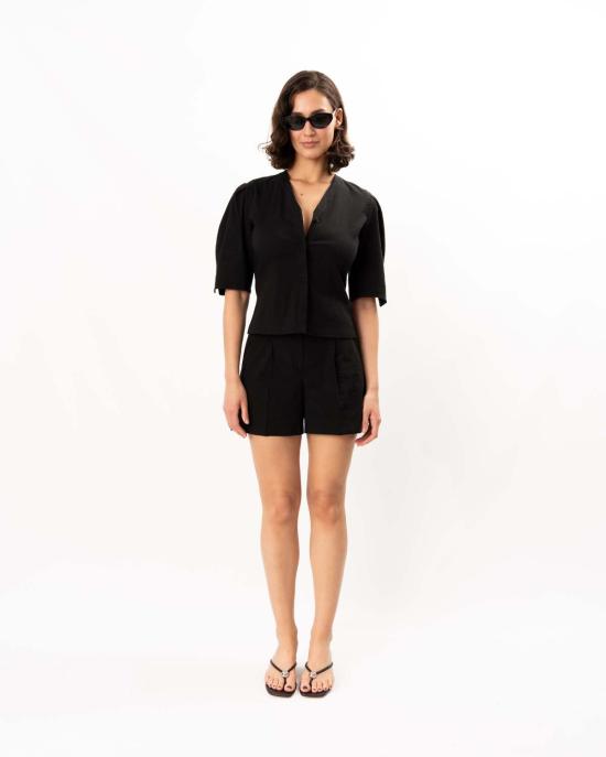  띠어리 숏팬츠 시어리 플루이드 플리츠 쇼츠 블랙 - THEORY