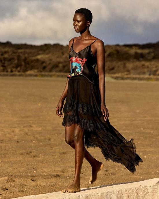  메드모아젤 롱 스커트 Mes Demoiselles Dana 스커트 블랙 - MES DEMOISELLES