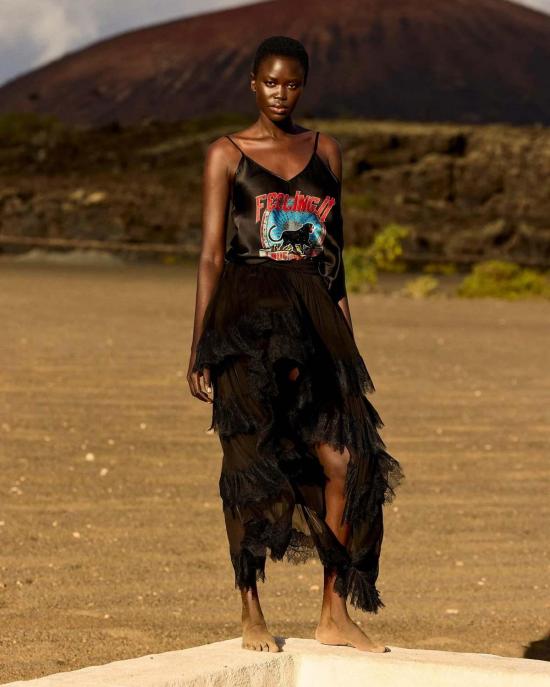  메드모아젤 롱 스커트 Mes Demoiselles Dana 스커트 블랙 - MES DEMOISELLES