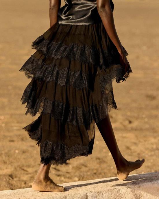  메드모아젤 롱 스커트 Mes Demoiselles Dana 스커트 블랙 - MES DEMOISELLES