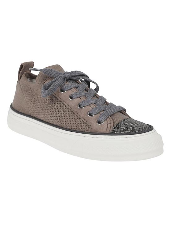 26SS 브루넬로 쿠치넬리 프레셔스 토 코튼 니트 & 스웨이드 스니커즈 MZ35G2650 C8705 Brown - BRUNELLO CUCINELLI