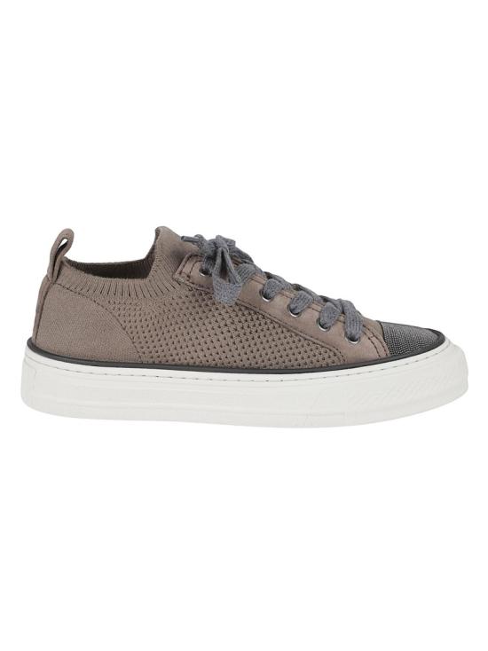 26SS 브루넬로 쿠치넬리 프레셔스 토 코튼 니트 & 스웨이드 스니커즈 MZ35G2650 C8705 Brown