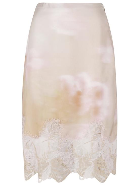 26SS 파비아나 필리피 레이스 프린트 실크 트윌 스커트 GND276F837M104VR1 Neutrals