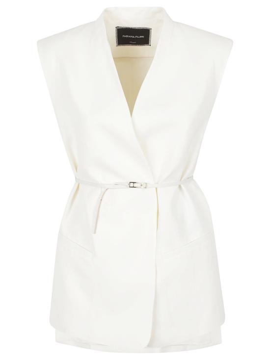 26SS 파비아나 필리피 플루이드 린넨·비스코스 베스트 GCD276F660D5440145 White