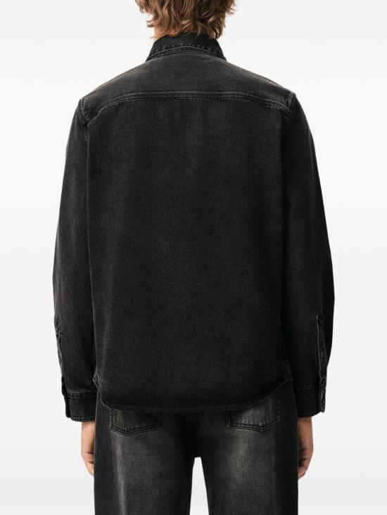 26SS 아미 톤온톤 하트 로고 데님 코튼 버튼 다운 셔츠 USH785 DE0125031 Nero - AMI