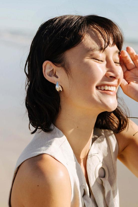  누데이 이어링 정오의 더블 이슬방울 귀걸이 실버 - NOONDAY