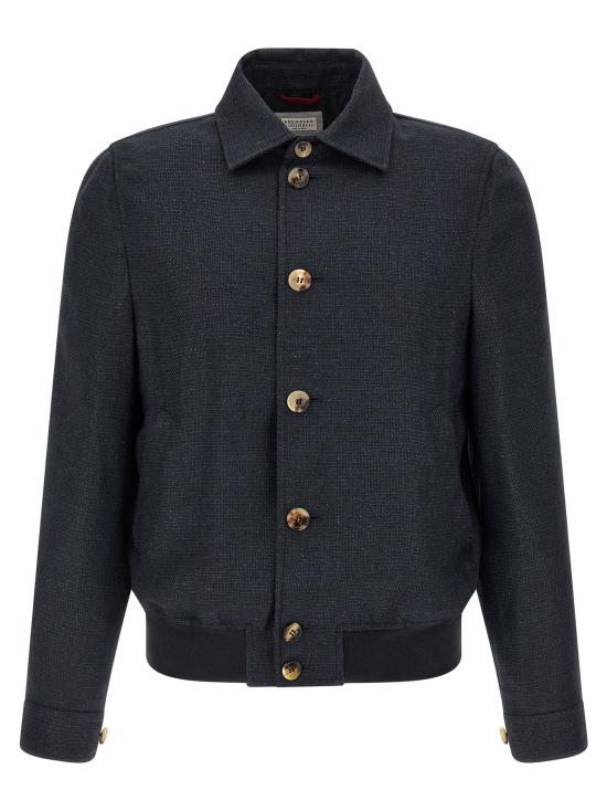 26SS 브루넬로 쿠치넬리 실크 리넨 울 믹스드 홉색 블루종 MZ4036581C038