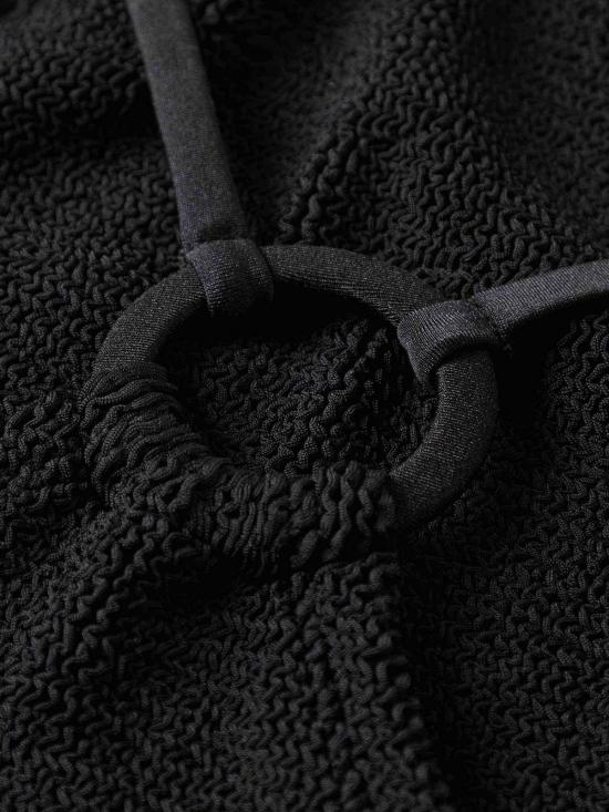  훈자 지 원피스 수영복 Hunza G Jasmine 하이넥 톤온톤 후프  블랙 - HUNZA G