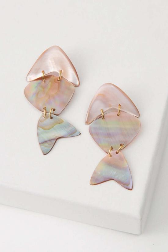  누데이 이어링 정오의 조개 귀걸이 무지개빛 - NOONDAY