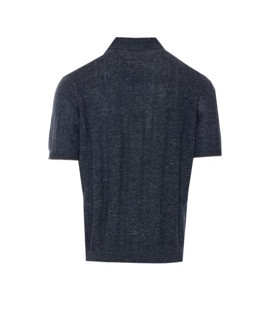 26SS 브루넬로 쿠치넬리 와이드 립 코튼 리넨니트 폴로셔츠 M2L707815 CGB23 Grey - BRUNELLO CUCINELLI