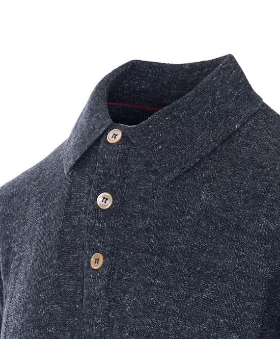 26SS 브루넬로 쿠치넬리 와이드 립 코튼 리넨니트 폴로셔츠 M2L707815 CGB23 Grey - BRUNELLO CUCINELLI