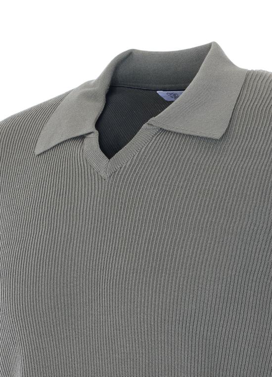 26SS 브루넬로 쿠치넬리 잉글리시 립 코튼 니트 폴로셔츠 M29400015 CXS05 Green - BRUNELLO CUCINELLI