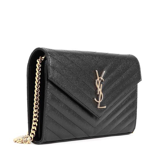 26SS 생로랑 레더 카산드라 체인 월렛 377828BOW01 1000 Black - SAINT LAURENT