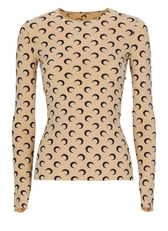 26SS 마린세르 크레센트 문 프린트 긴팔 티셔츠 WTS006A CJER0001TA10 Beige