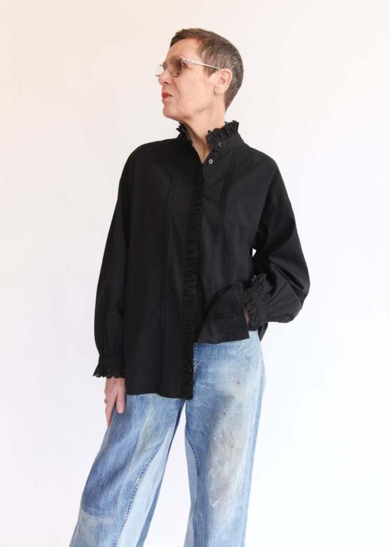  Dopple & Scent 블라우스 도플앤센트 빈티지 레이스  탑 블랙 - OTHER BRANDS