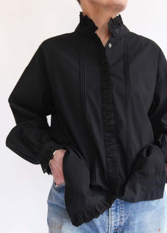  Dopple & Scent 블라우스 도플앤센트 빈티지 레이스  탑 블랙