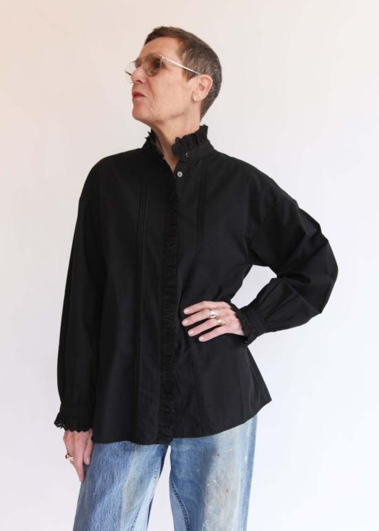  Dopple & Scent 블라우스 도플앤센트 빈티지 레이스  탑 블랙 - OTHER BRANDS