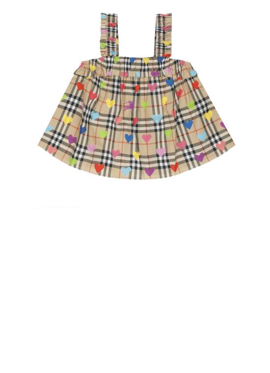 26SS [키즈] 버버리 탑 8117457 KG5 GABI CHK HEARTA8972 Beige - BURBERRY