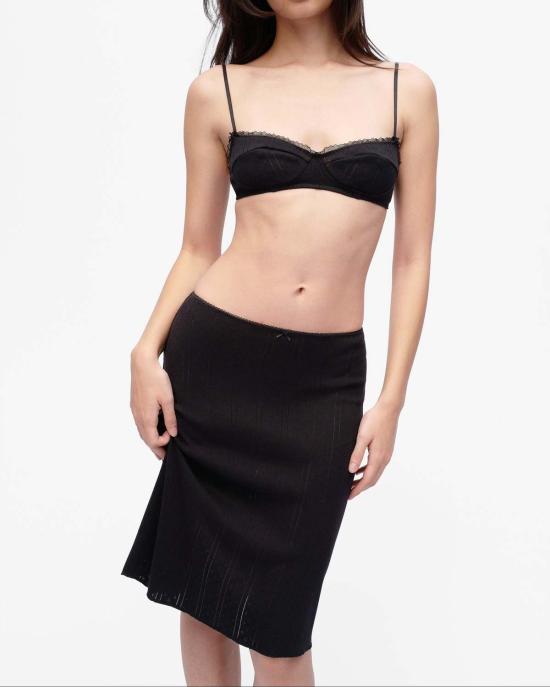  쿠쿠 인티메이트 미디 스커트 쿠쿠 인티메이츠 미디 슬립 스커트 블랙 - COU COU INTIMATES