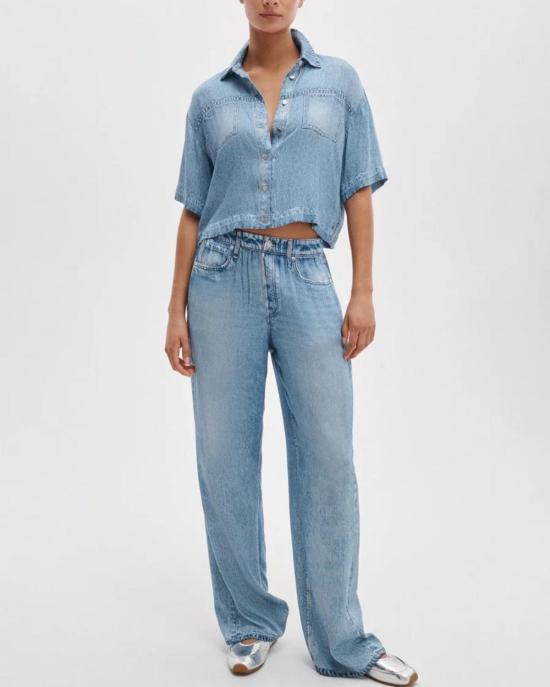  랙앤본 데님 팬츠 Rag & Bone Miramar Slink Wide Leg Pull On Pants Murray - RAG & BONE